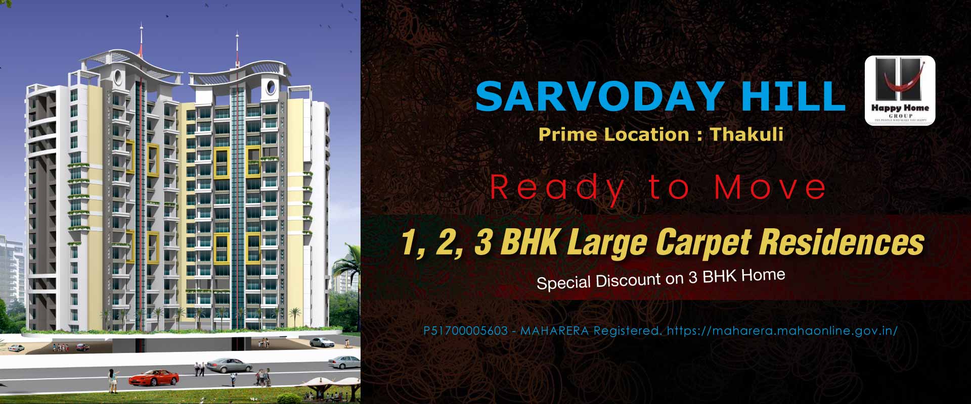 happy home Sarvoday Hills | 1 bhk flat in thakurli